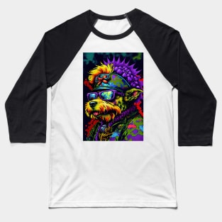 Psychedelic Dog with Sunglasses Baseball T-Shirt